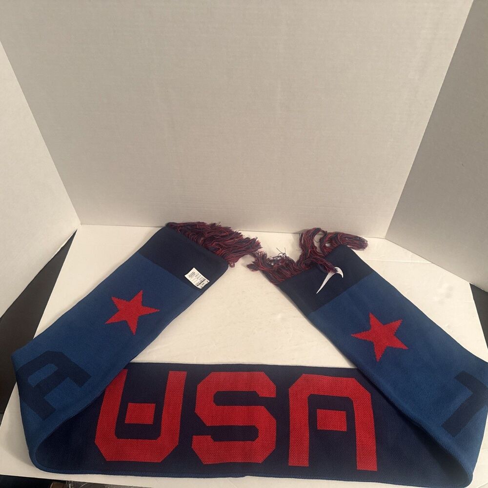 Nike Team USA Knit Sport Winter Scarf Blue Red One Size DM2316 NWOT